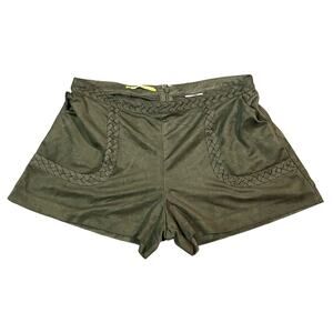 Gianni Bini High Rise Back Zip Shorts Women’s Size S Faux Suede Olive Green‎